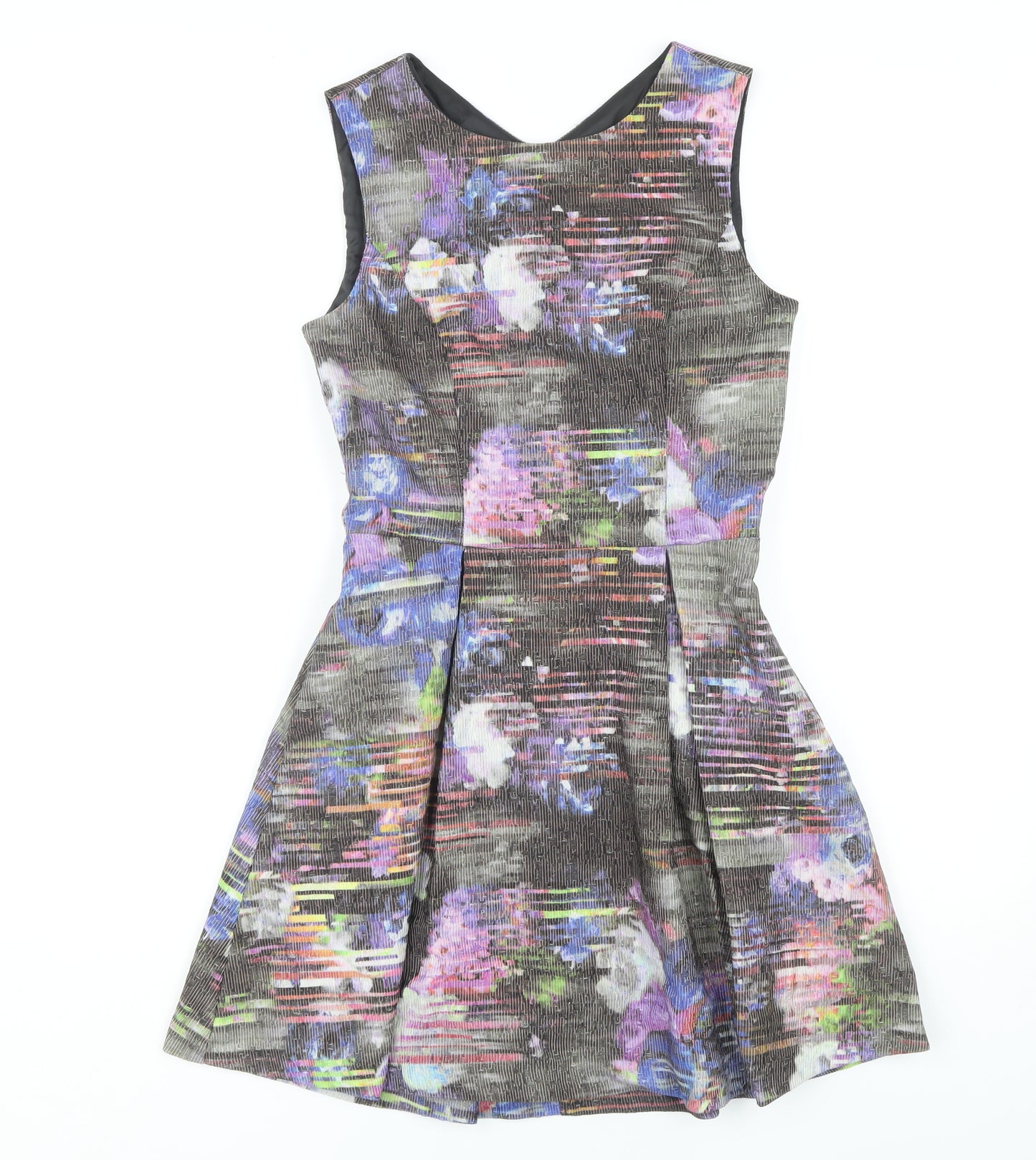 Warehouse Women's Multicoloured Floral Fit & Flare Dress Size 10