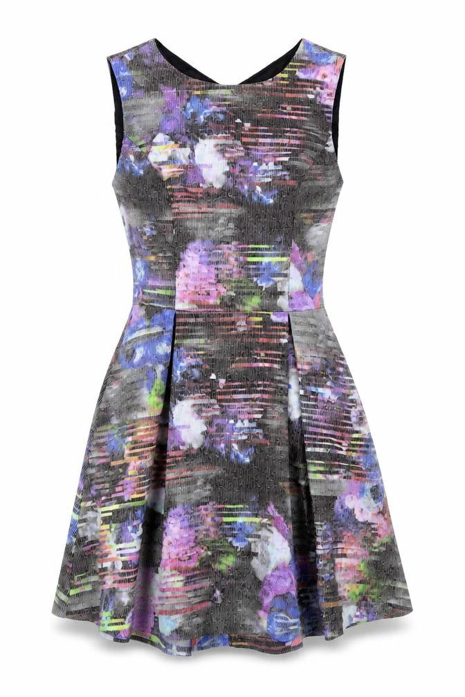 Warehouse Women's Multicoloured Floral Fit & Flare Dress Size 10