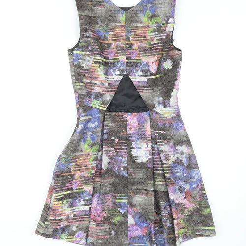 Warehouse Women's Multicoloured Floral Fit & Flare Dress Size 10