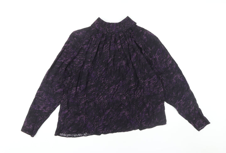 John Lewis Purple Animal Print Blouse Women's Size 14