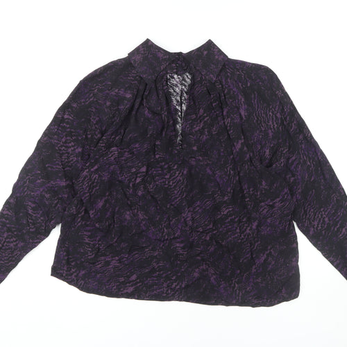 John Lewis Purple Animal Print Blouse Women's Size 14