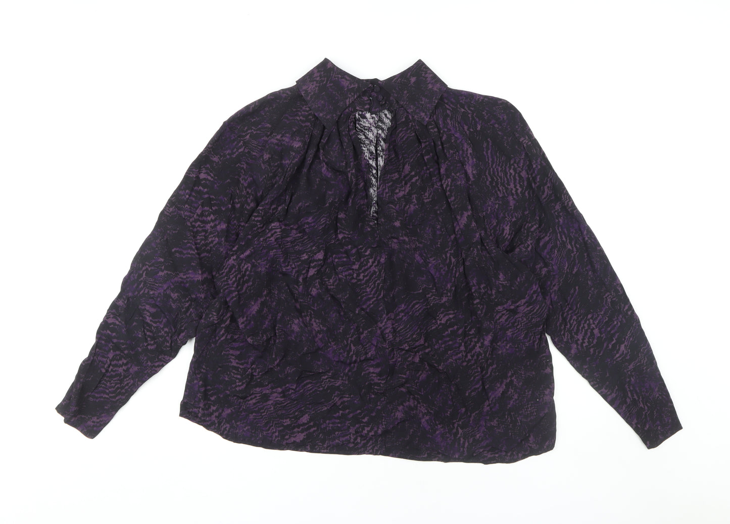 John Lewis Purple Animal Print Blouse Women's Size 14
