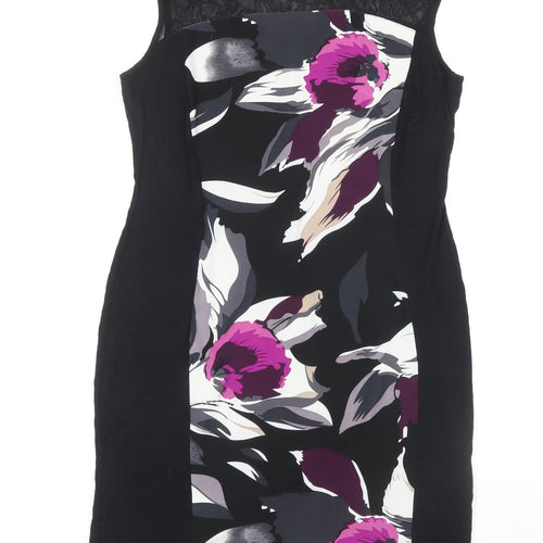 Roman Women’s Black Floral Sheath Dress Size 16