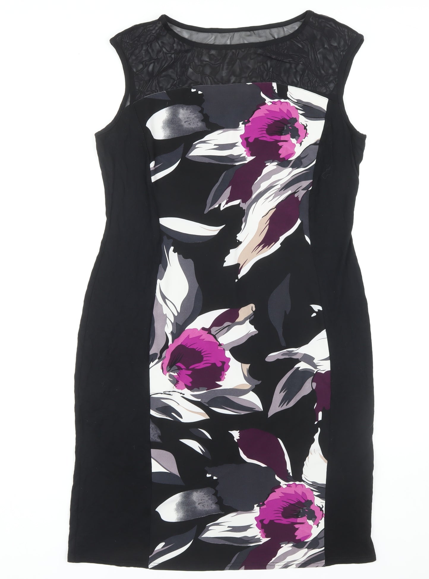 Roman Women’s Black Floral Sheath Dress Size 16