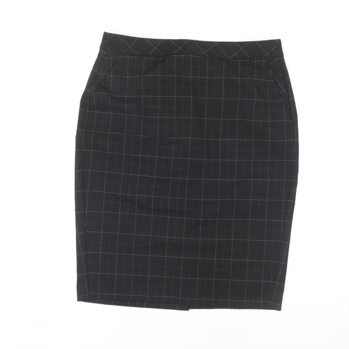 Marks and Spencer Black Check Pencil Skirt - UK 12
