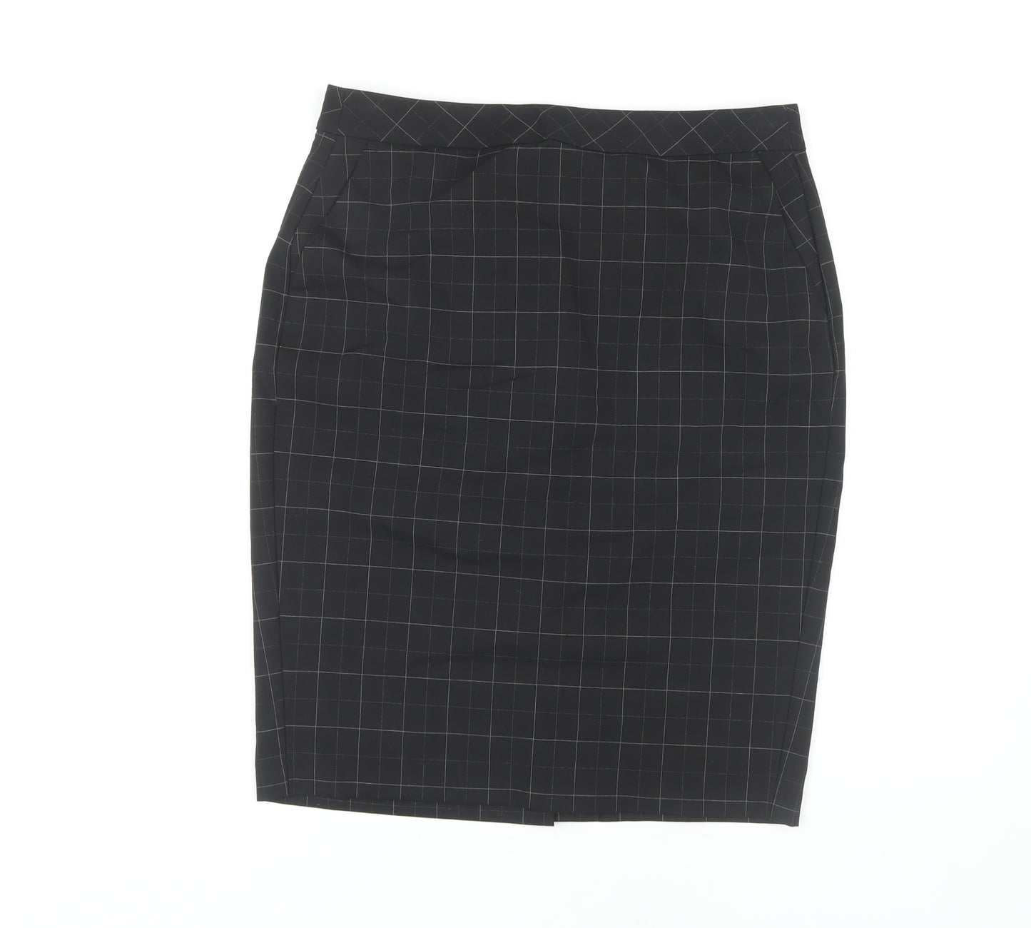 Marks and Spencer Black Check Pencil Skirt - UK 12