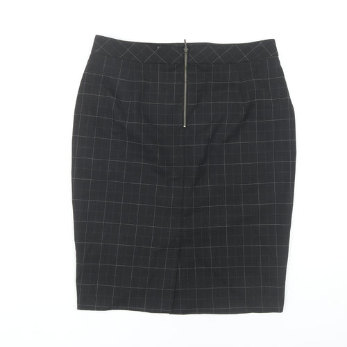 Marks and Spencer Black Check Pencil Skirt - UK 12