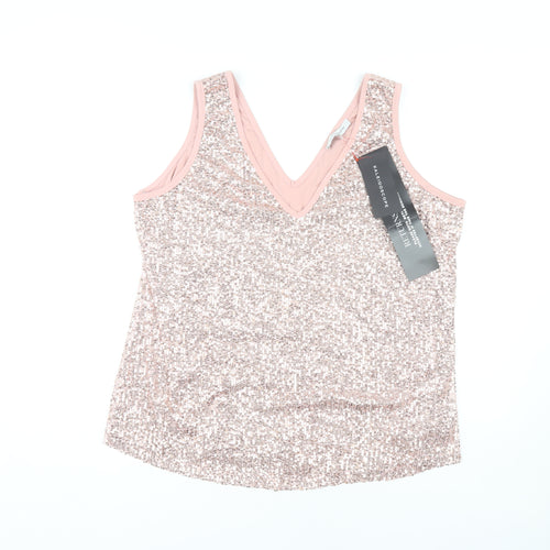 Kaleidoscope Women's Pink Sequin V-Neck Tank UK 18
