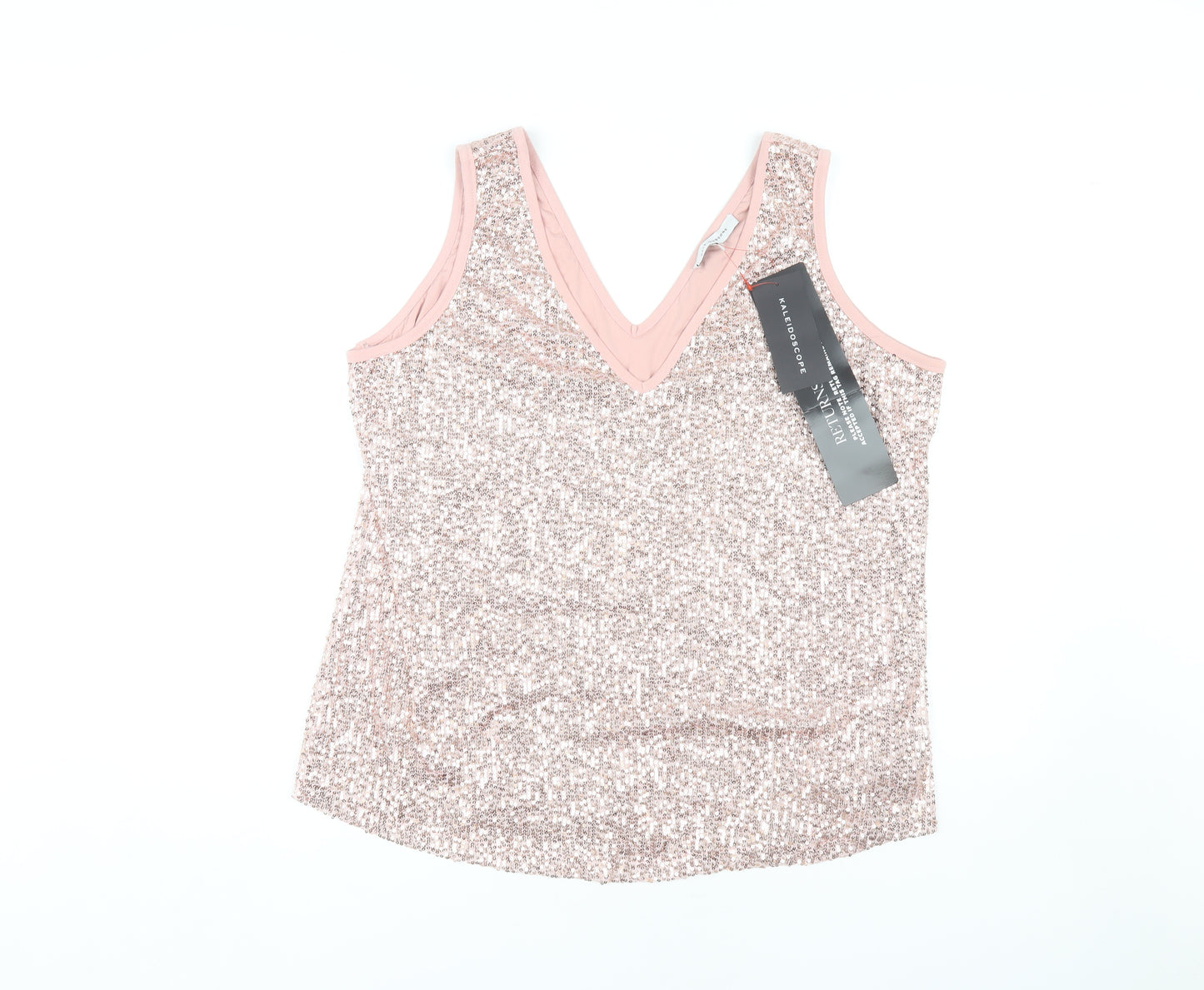 Kaleidoscope Women's Pink Sequin V-Neck Tank UK 18