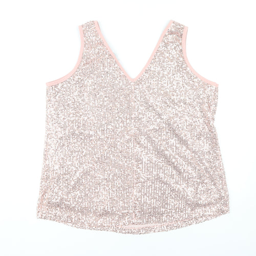 Kaleidoscope Women's Pink Sequin V-Neck Tank UK 18