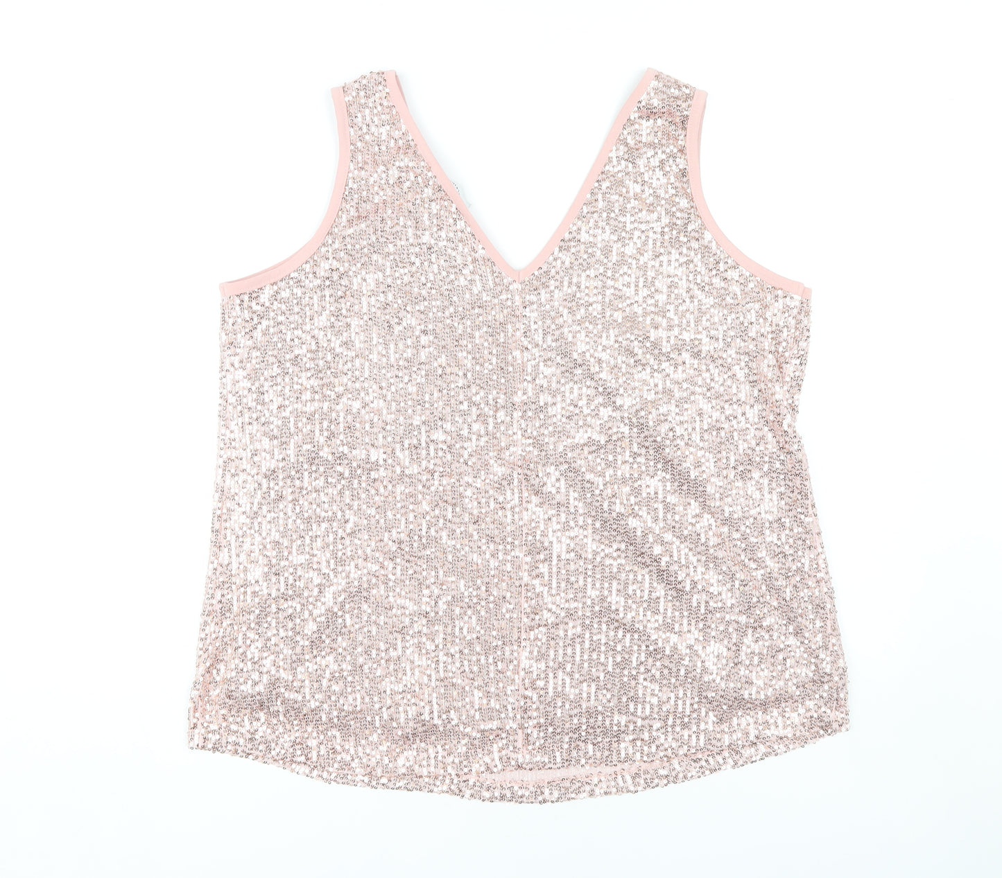 Kaleidoscope Women's Pink Sequin V-Neck Tank UK 18