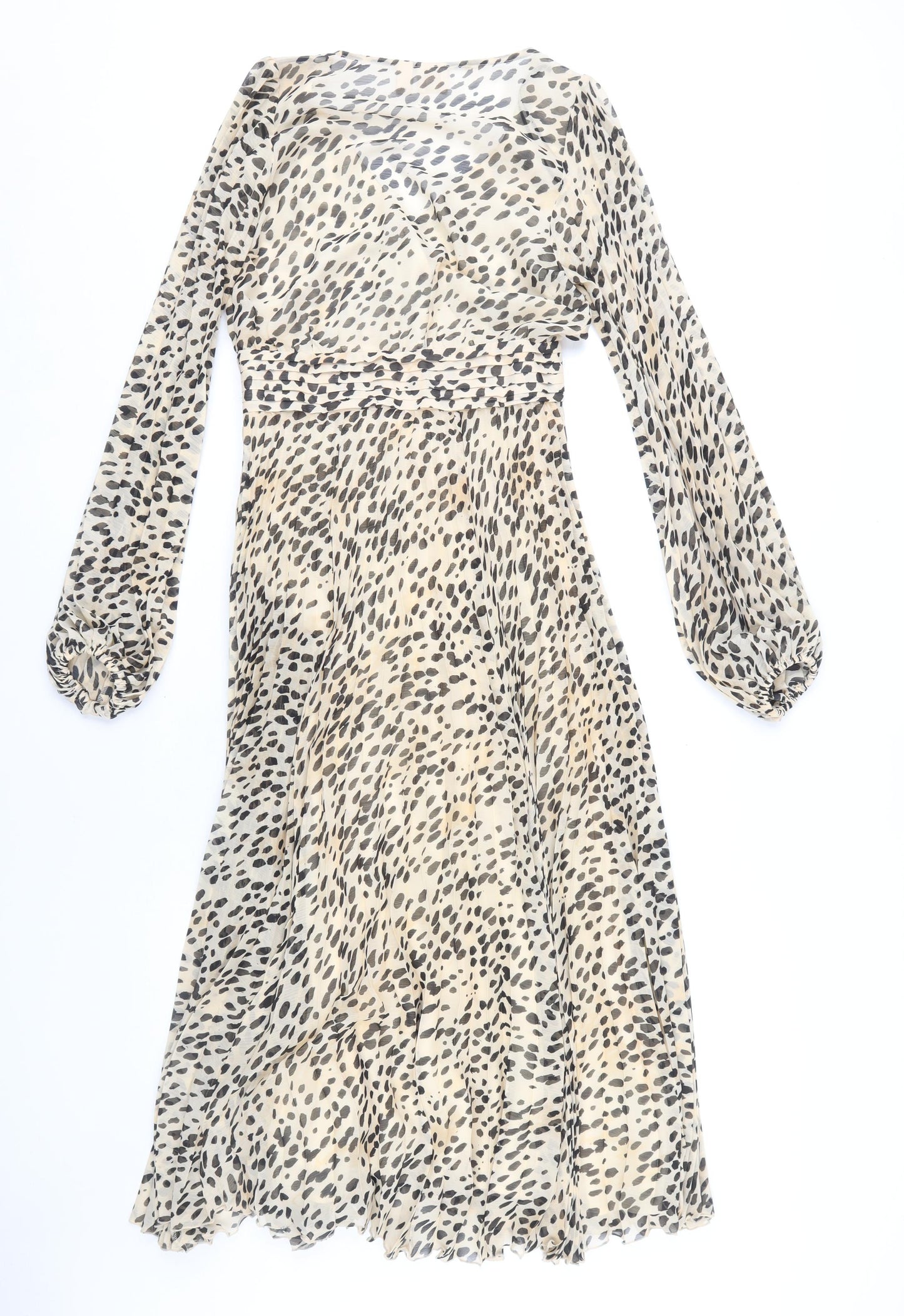 H&M Women Beige Animal Print V-Neck Dress Size 6