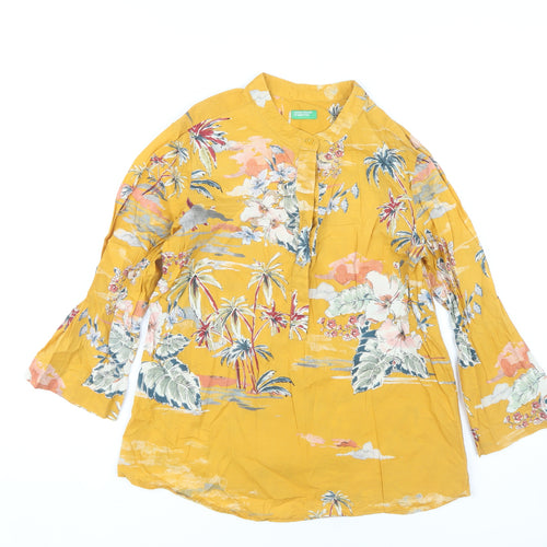 United Colors of Benetton Women's Yellow Floral Tunic Blouse