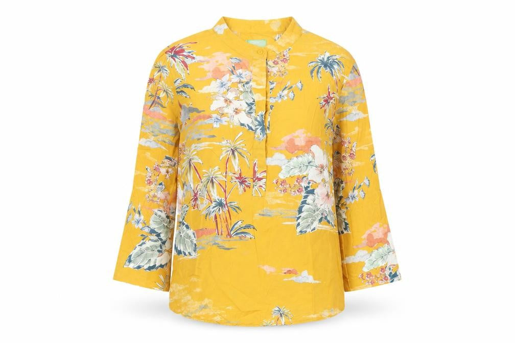 United Colors of Benetton Women's Yellow Floral Tunic Blouse