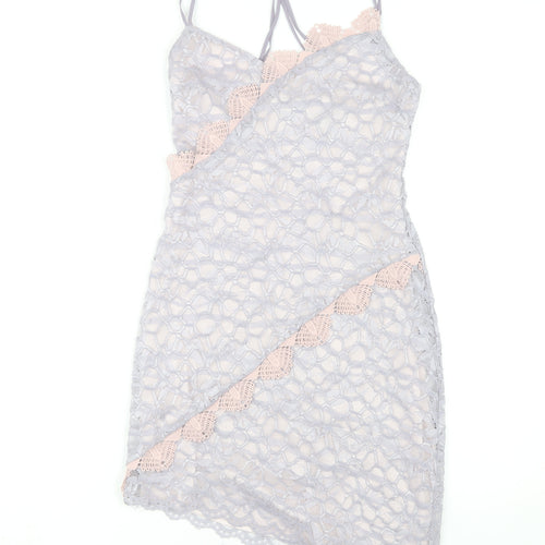 Topshop Women's Ivory Lace Midi Slip Dress UK 8
