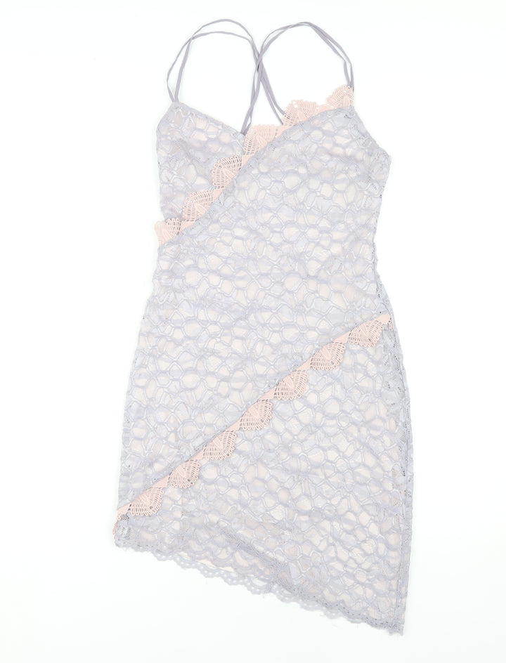 Topshop Women's Ivory Lace Midi Slip Dress UK 8