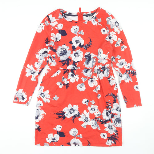 Joules Women's Red Floral Shift Dress Size 14