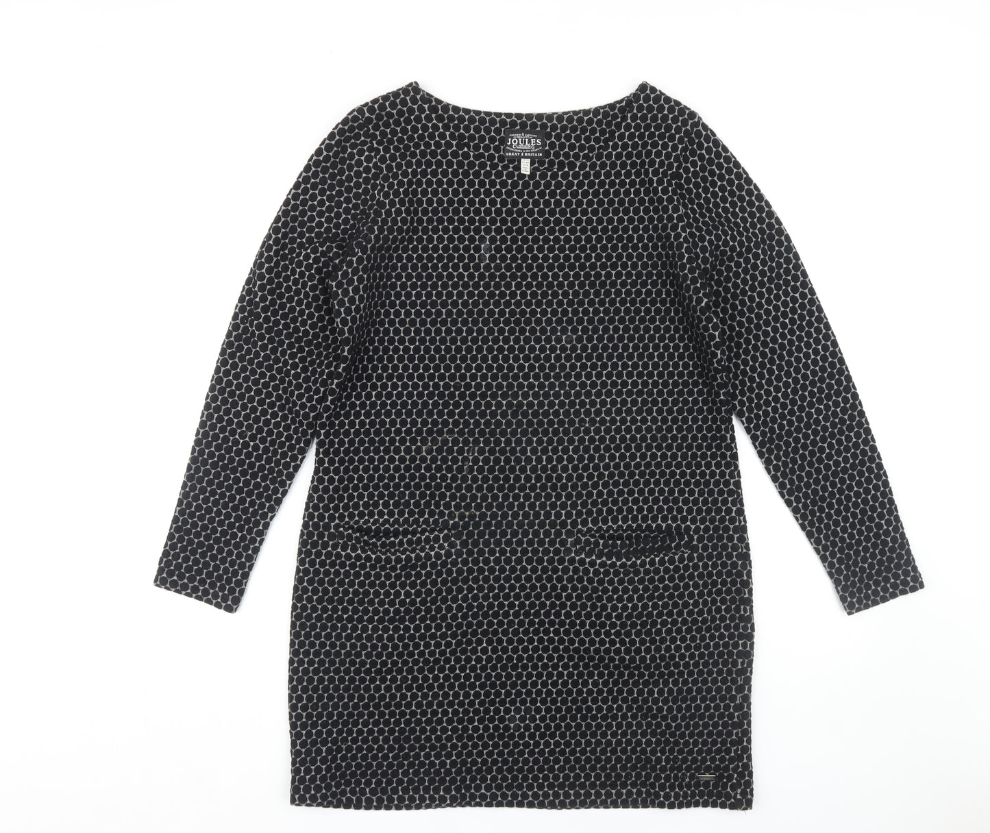 Joules Women's Black Shift Dress Size 12, Knit Fabric with Pockets
