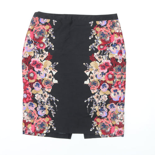 Monsoon Women's Black Floral Pencil Skirt Size 12