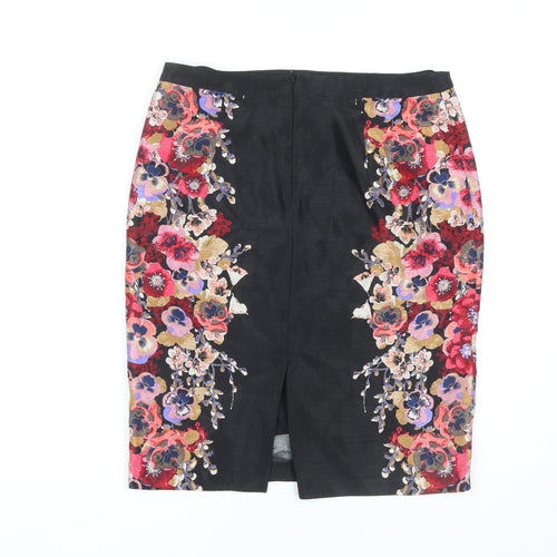 Monsoon Women's Black Floral Pencil Skirt Size 12