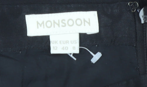 Monsoon Women's Black Floral Pencil Skirt Size 12