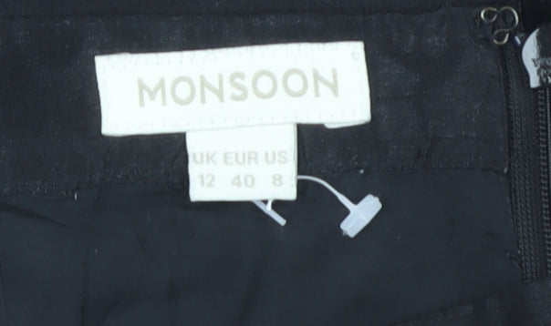 Monsoon Women's Black Floral Pencil Skirt Size 12