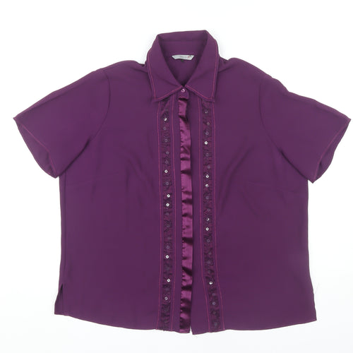 Marks & Spencer Women's Purple Button-Up Shirt UK 18