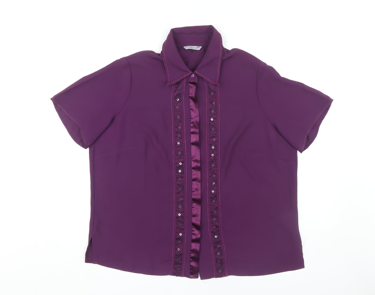 Marks & Spencer Women's Purple Button-Up Shirt UK 18