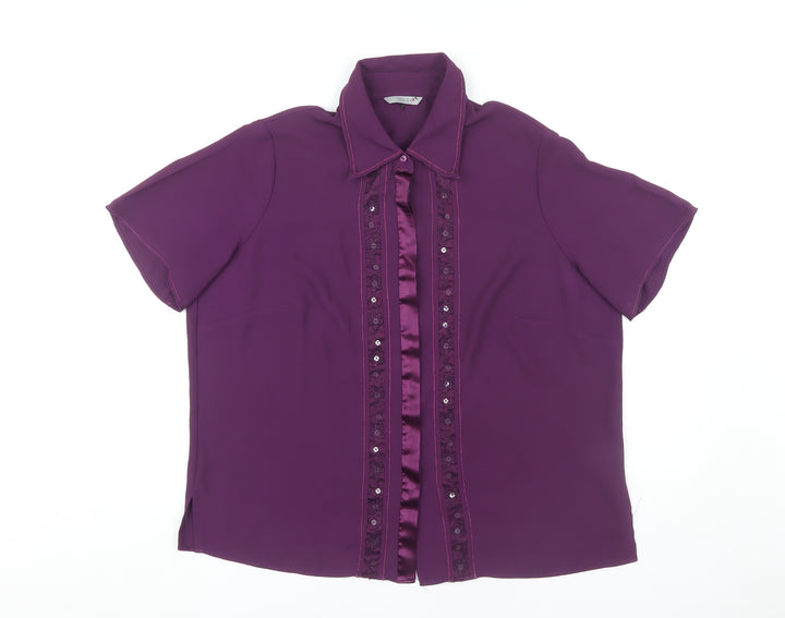 Marks & Spencer Women's Purple Button-Up Shirt UK 18