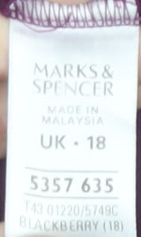 Marks & Spencer Women's Purple Button-Up Shirt UK 18