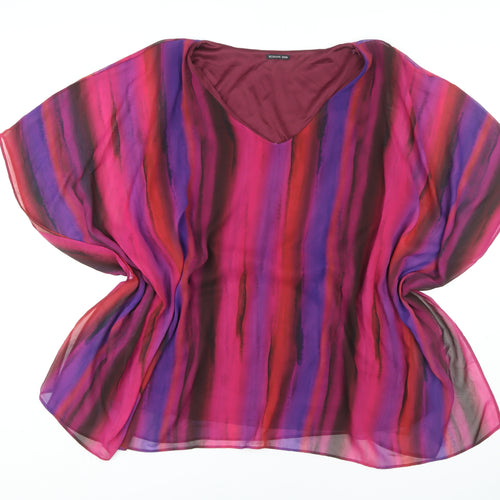 Roman Women's Plus Purple Striped Tunic Blouse Size 22