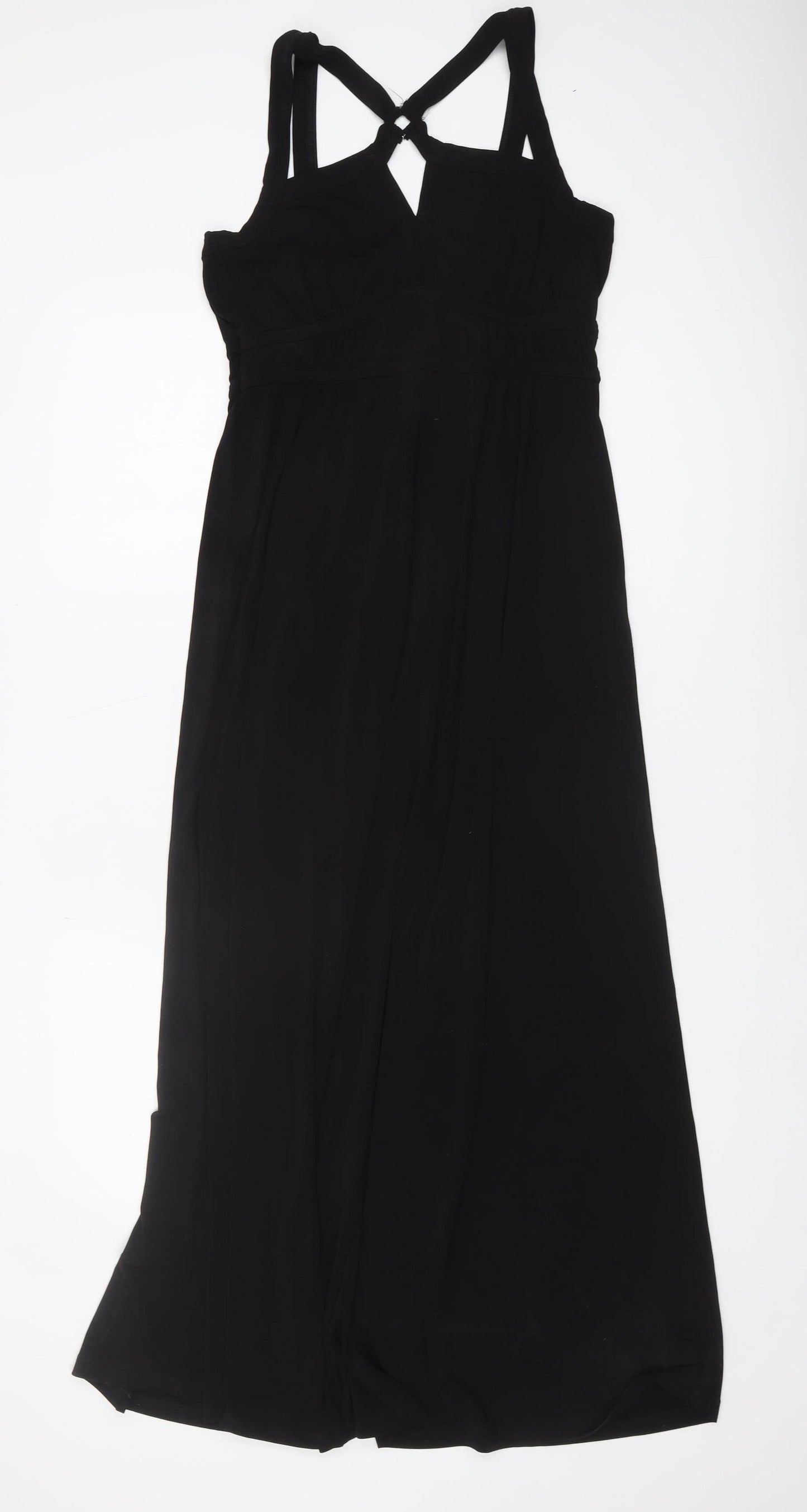 Next Black Maxi Dress - Size 14, V-Neck, Formal Women