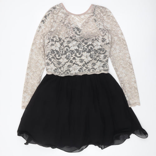 Little Mistress Women's Fit & Flare Black Lace Dress, Size 12