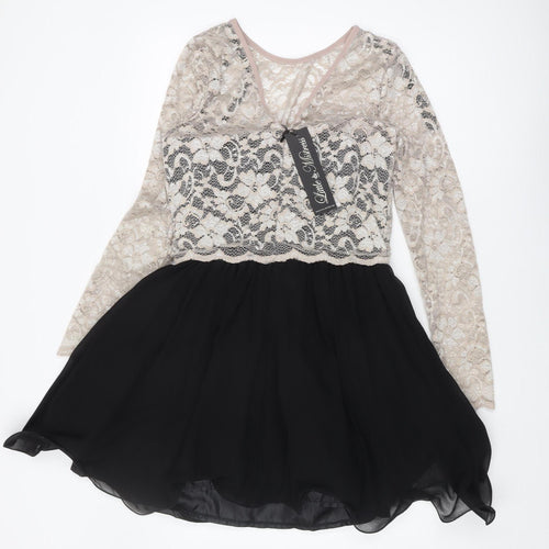Little Mistress Women's Fit & Flare Black Lace Dress, Size 12