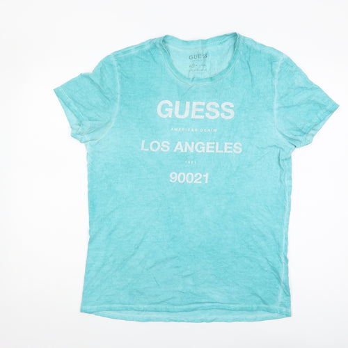 Guess Men’s Blue Crew Neck Logo T-Shirt - Size S