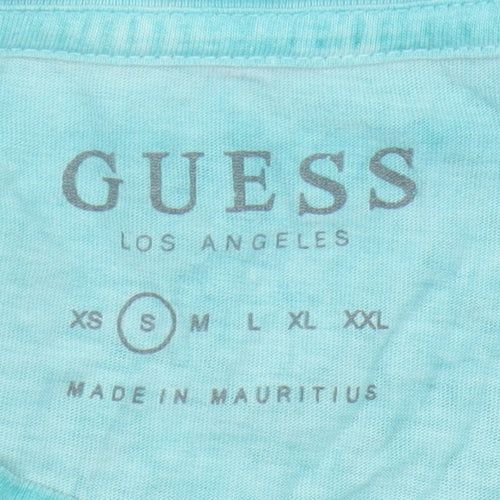 Guess Men’s Blue Crew Neck Logo T-Shirt - Size S
