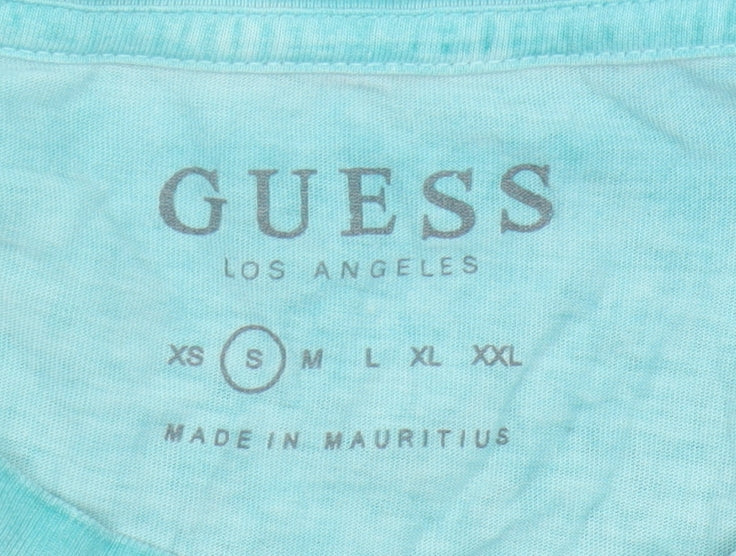 Guess Men’s Blue Crew Neck Logo T-Shirt - Size S