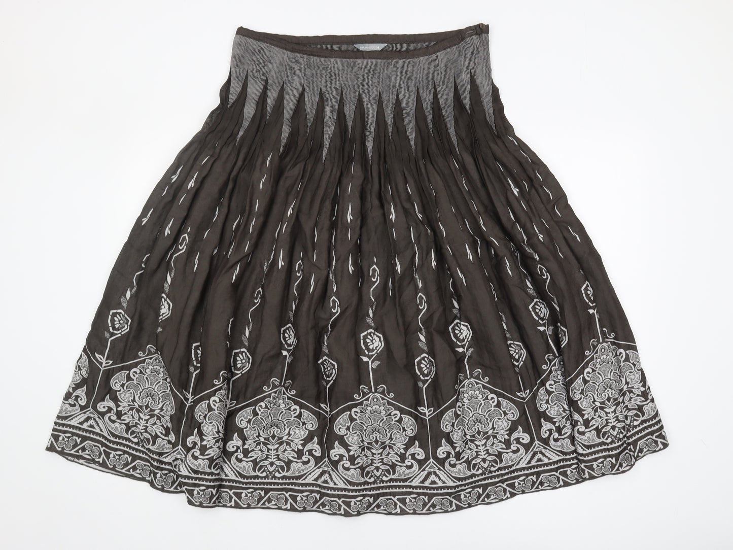 Marks and Spencer Women's Black Pleated Skirt - Size 14