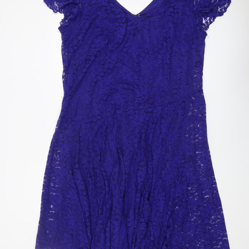 Joanna Hope Women's Blue V-Neck Lace Dress - Size 22