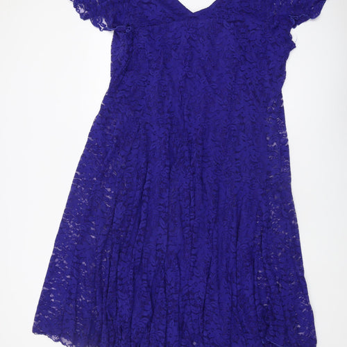 Joanna Hope Women's Blue V-Neck Lace Dress - Size 22