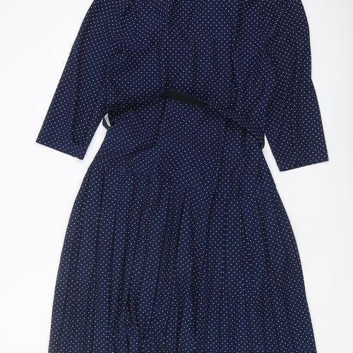 Debenhams Women's Blue Polka Dot Knee Length Shirt Dress