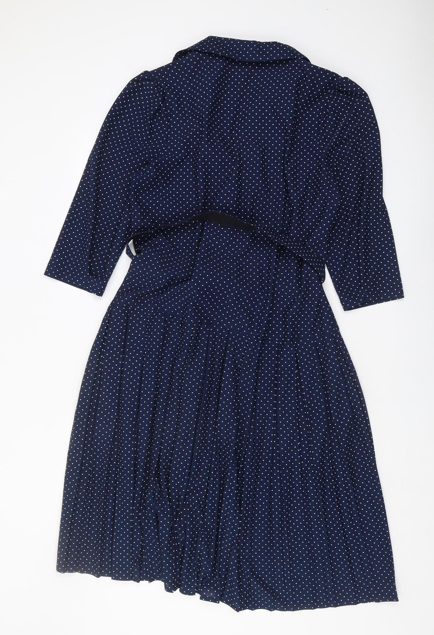 Debenhams Women's Blue Polka Dot Knee Length Shirt Dress