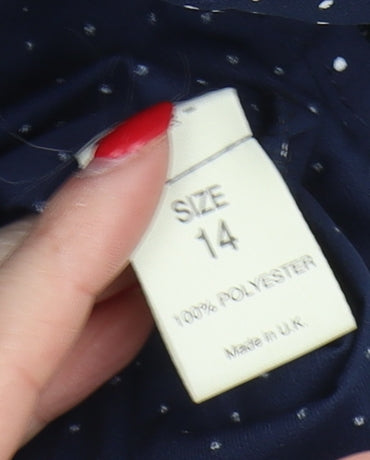 Debenhams Women's Blue Polka Dot Knee Length Shirt Dress