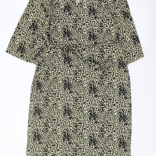 Zara Women’s Black Animal Print V-Neck Dress M
