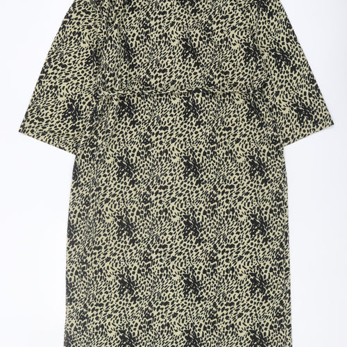 Zara Women’s Black Animal Print V-Neck Dress M