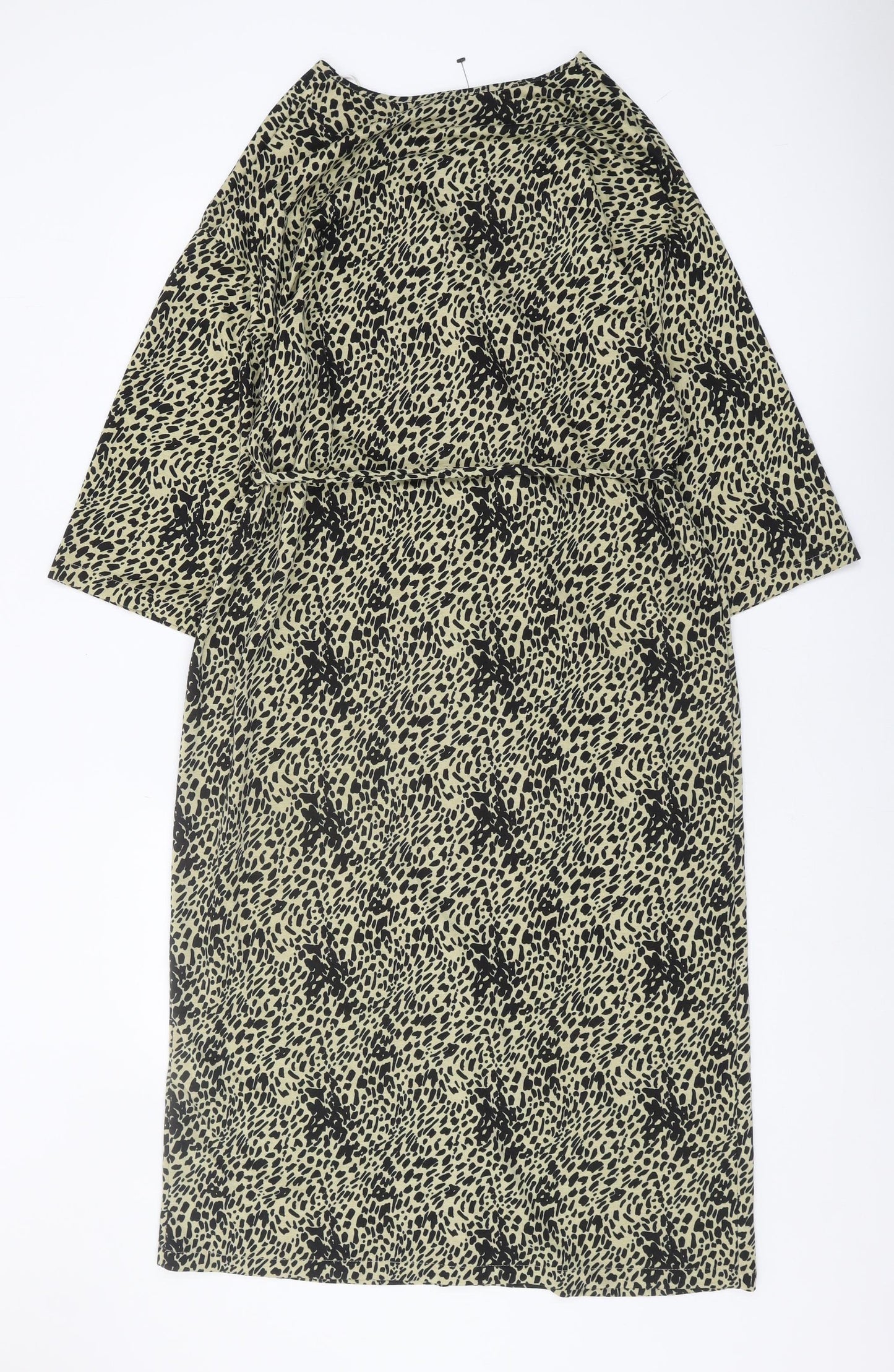 Zara Women’s Black Animal Print V-Neck Dress M