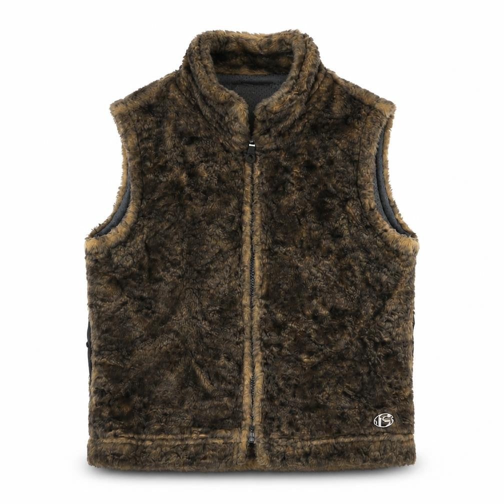Front view of Free Soul Women's Brown Full Zip Waistcoat M