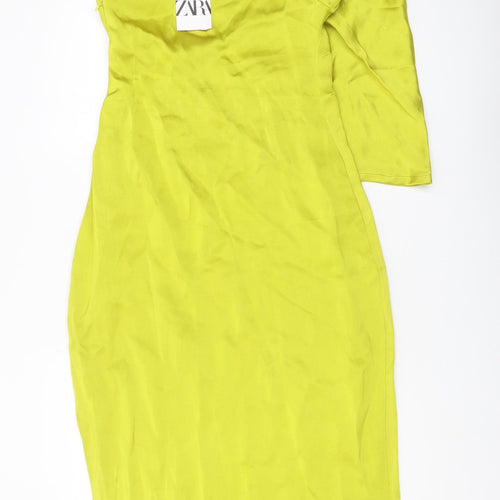 Zara Women's Green Off the Shoulder Sheath Dress, Size 12