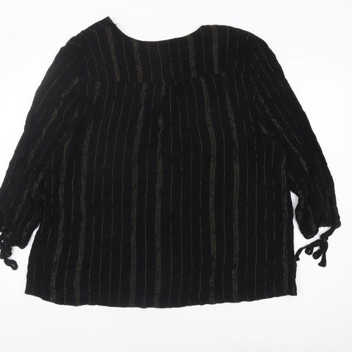 John Lewis Women's Black 3/4 Sleeve V-Neck Blouse