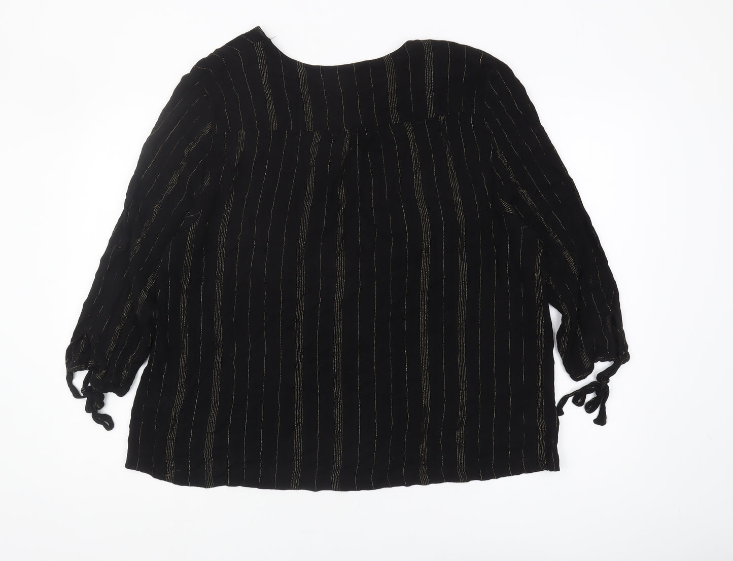John Lewis Women's Black 3/4 Sleeve V-Neck Blouse
